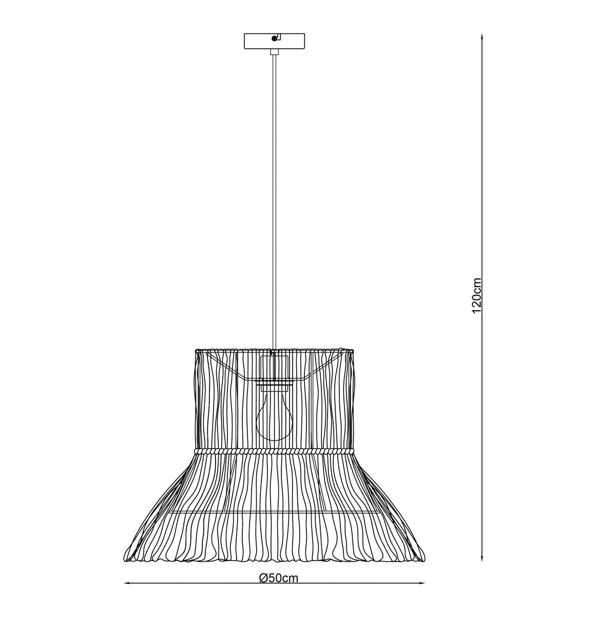 HÄNGELEUCHTE 50/120 cm   - Schwarz/Naturfarben, Design, Papier/Metall (50/120cm) - Collet's Monde