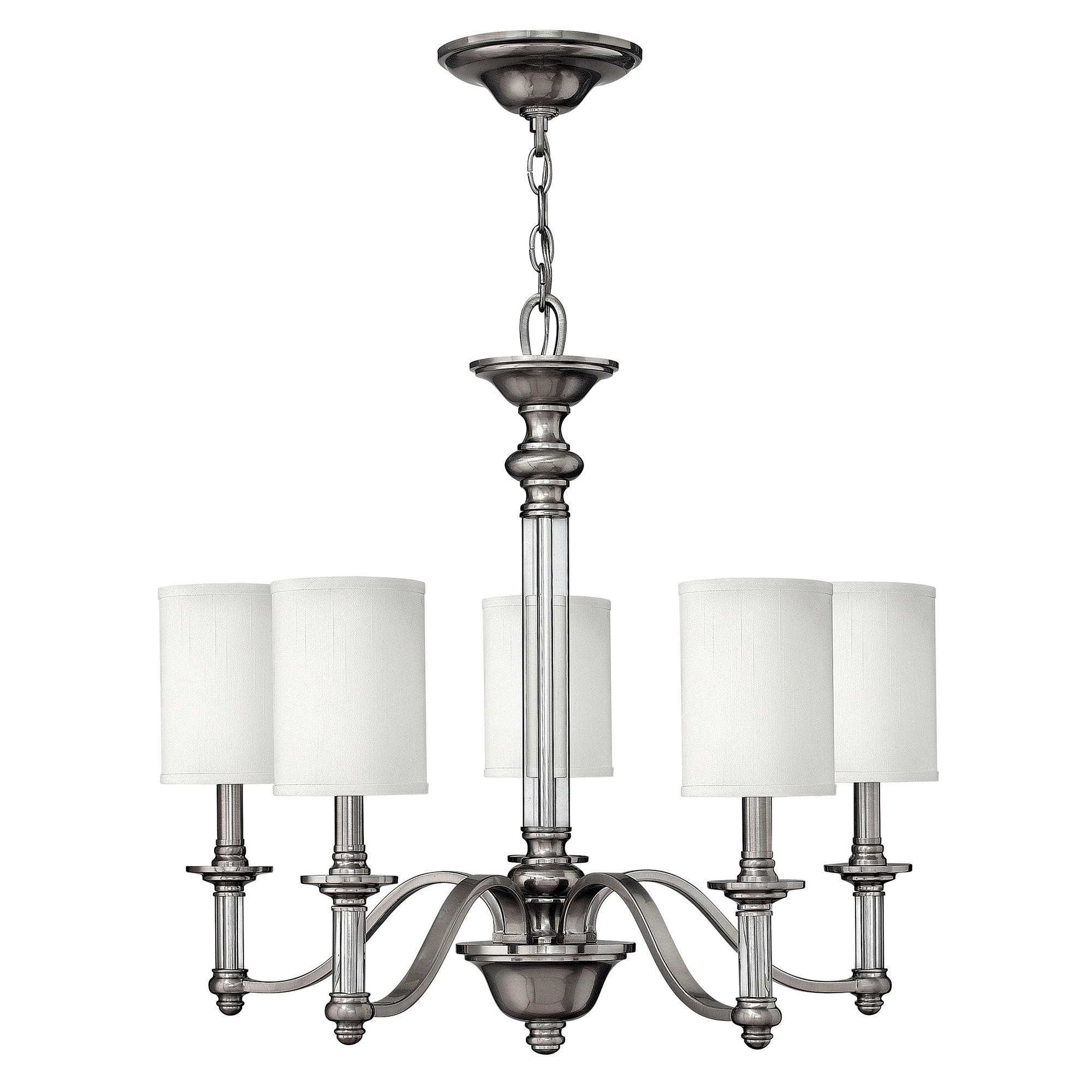 KRONLEUCHTER Sussex 66/74 cm   - Nickelfarben, LIFESTYLE, Glas/Textil (66/74cm) - Elstead Lighting