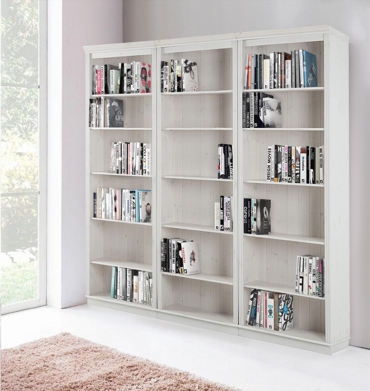BÜCHERWAND  223/222/34 cm Weiß, Kieferfarben  - Weiß/Kieferfarben, Design, Holz (223/222/34cm) - MID.YOU