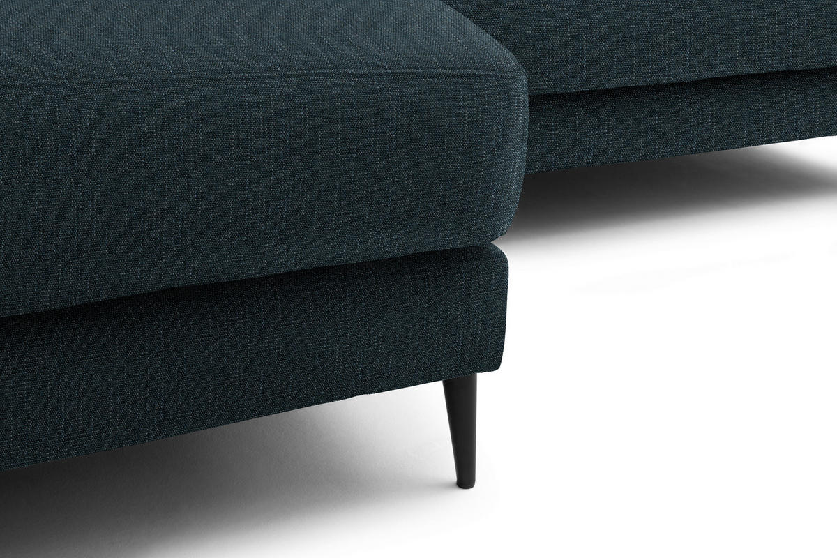 ECKSOFA in Flachgewebe Petrol  - Petrol/Schwarz, Design, Textil/Metall (177/253cm) - Dieter Knoll