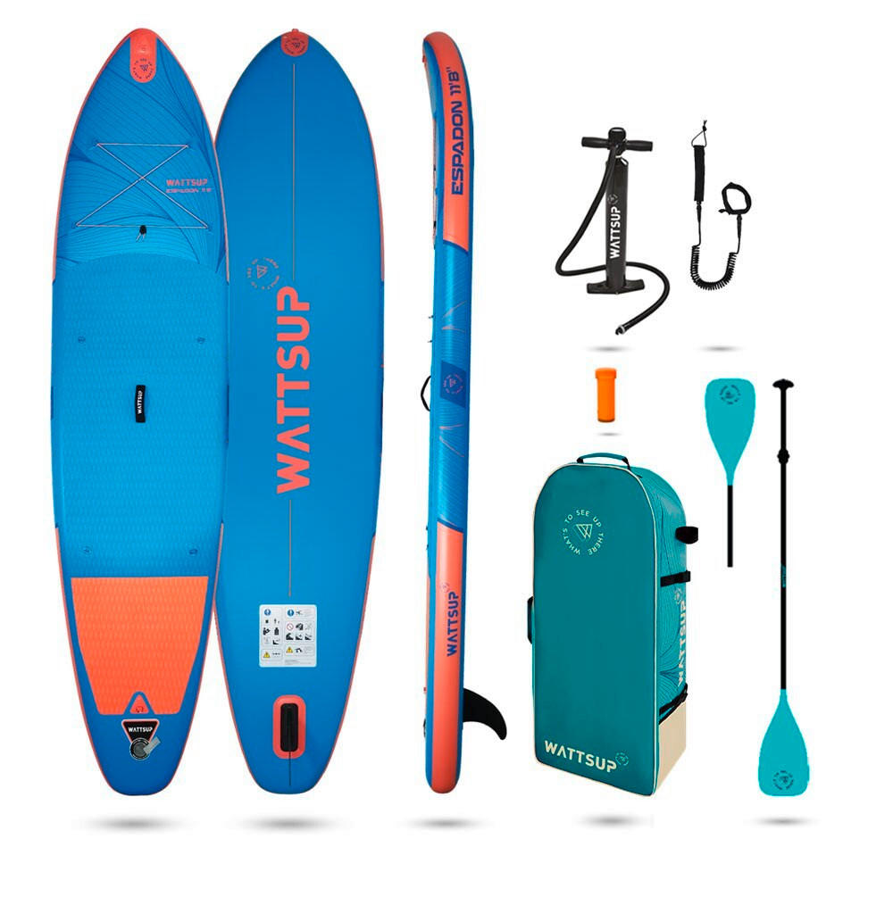STAND-UP PADDLE BOARD ESPADON 118  - Orange/Hellblau, KONVENTIONELL (355/86/15cm) - Atrigo