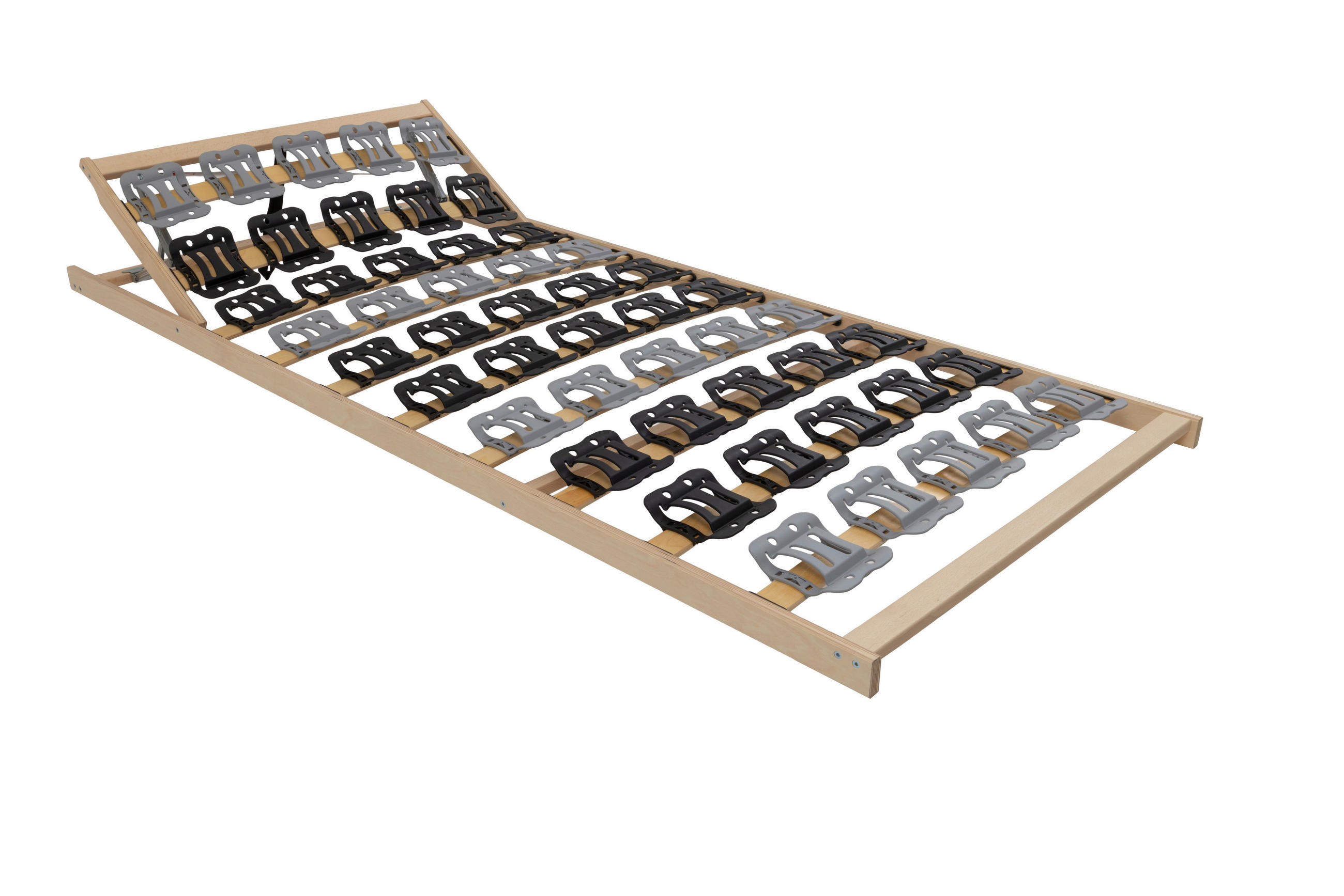 TELLERLATTENROST 80/200 cm Kopfteil, Mittelzone verstellbar,  - Anthrazit/Silberfarben, Basics, Holz/Kunststoff (80/200cm) - MID.YOU