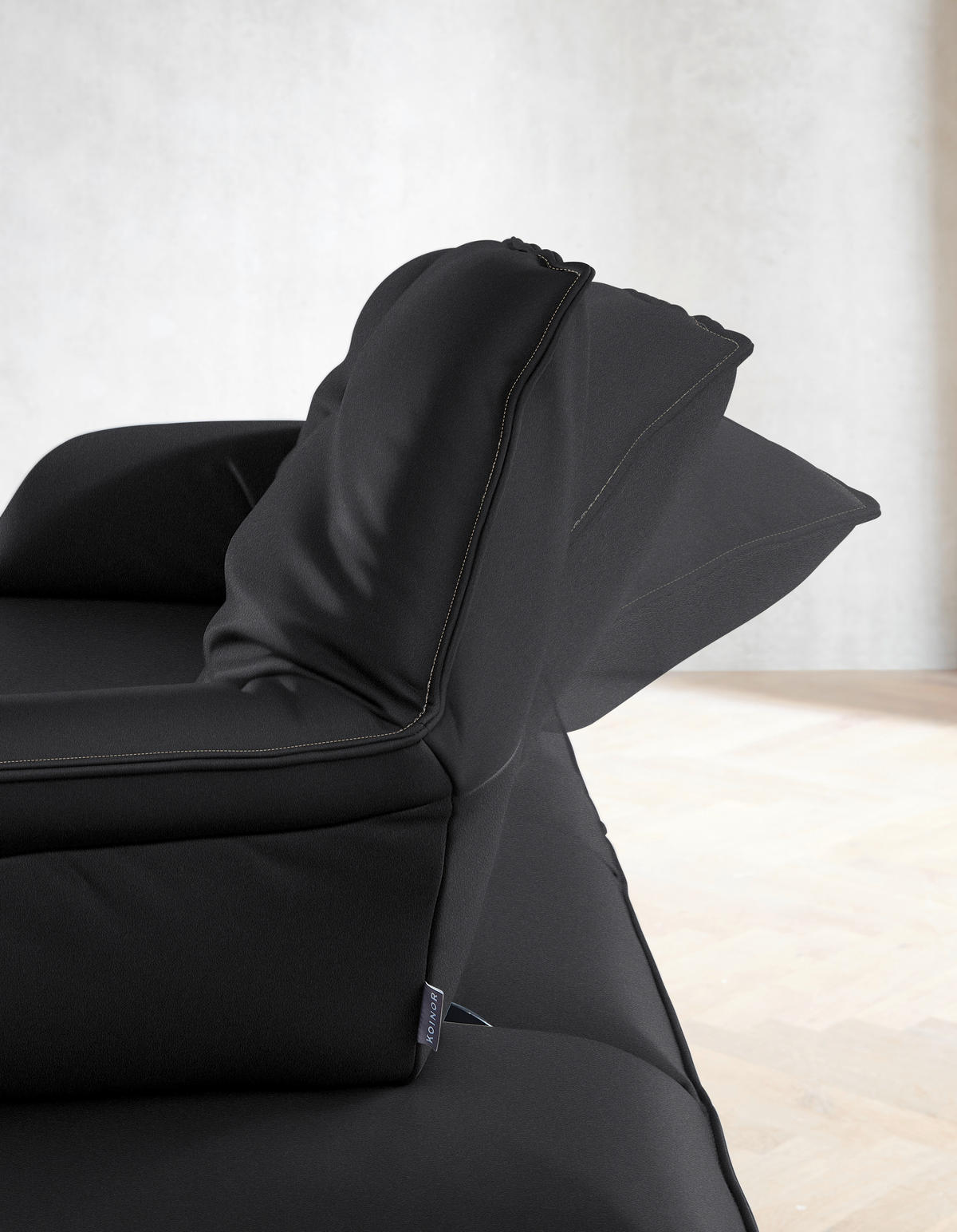 ECKSOFA in Echtleder Schwarz  - Beige/Schwarz, Design, Leder/Metall (169/252cm) - Koinor