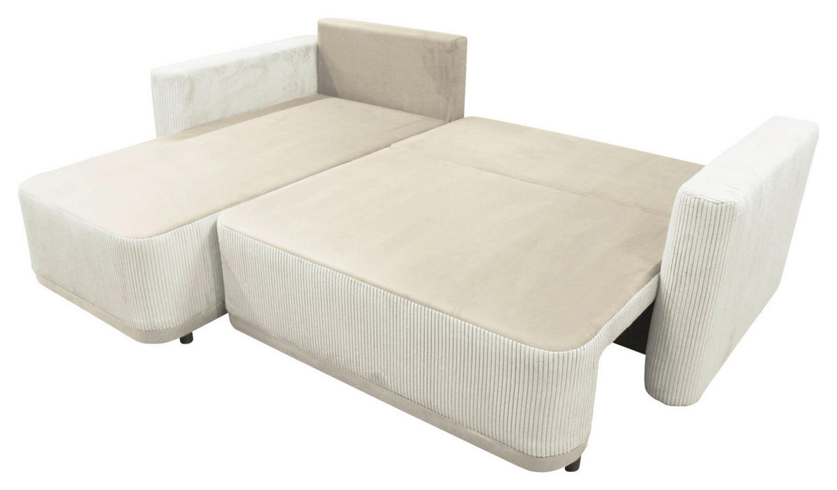 ECKSOFA STELLA Beige Plüsch Rückenkissen, Bettkasten  - Beige/Schwarz, Design, Kunststoff/Textil (166/234cm) - MID.YOU