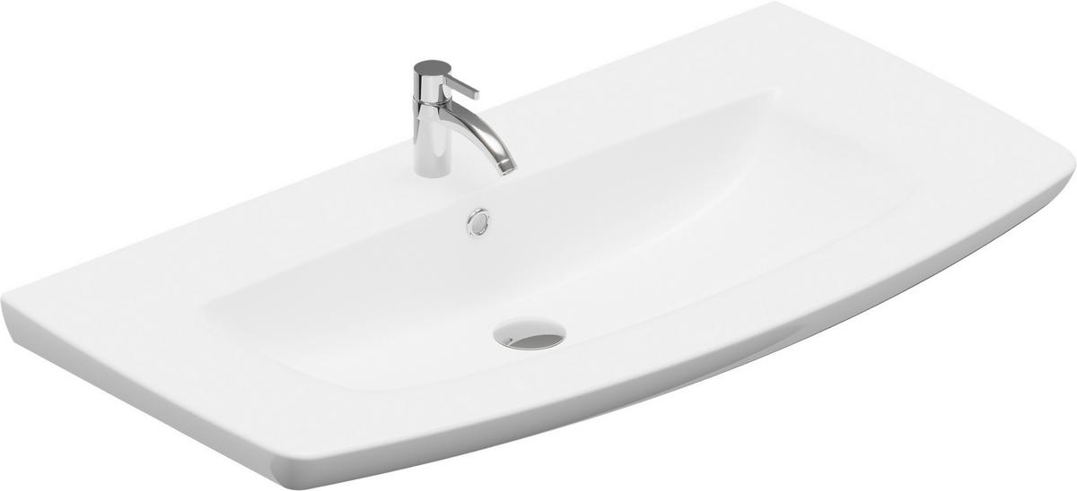 SKRINKA S UMÝVADLOM, grafitová, farba duba, 90 cm - biela/farba duba, Modern, kompozitné drevo/keramika (90cm) - Stylife