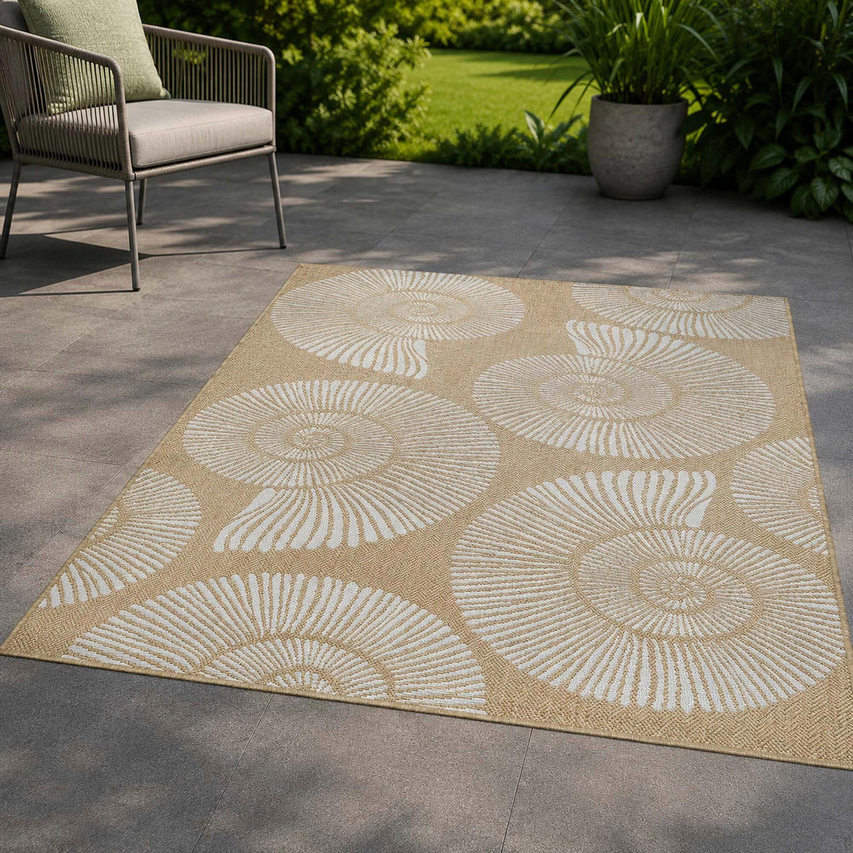 OUTDOORTEPPICH für Terrasse und Balkon 140/200 cm Regina Maritim Naturfarben  - Naturfarben, Design, Textil (140/200cm) - Ambia Garden