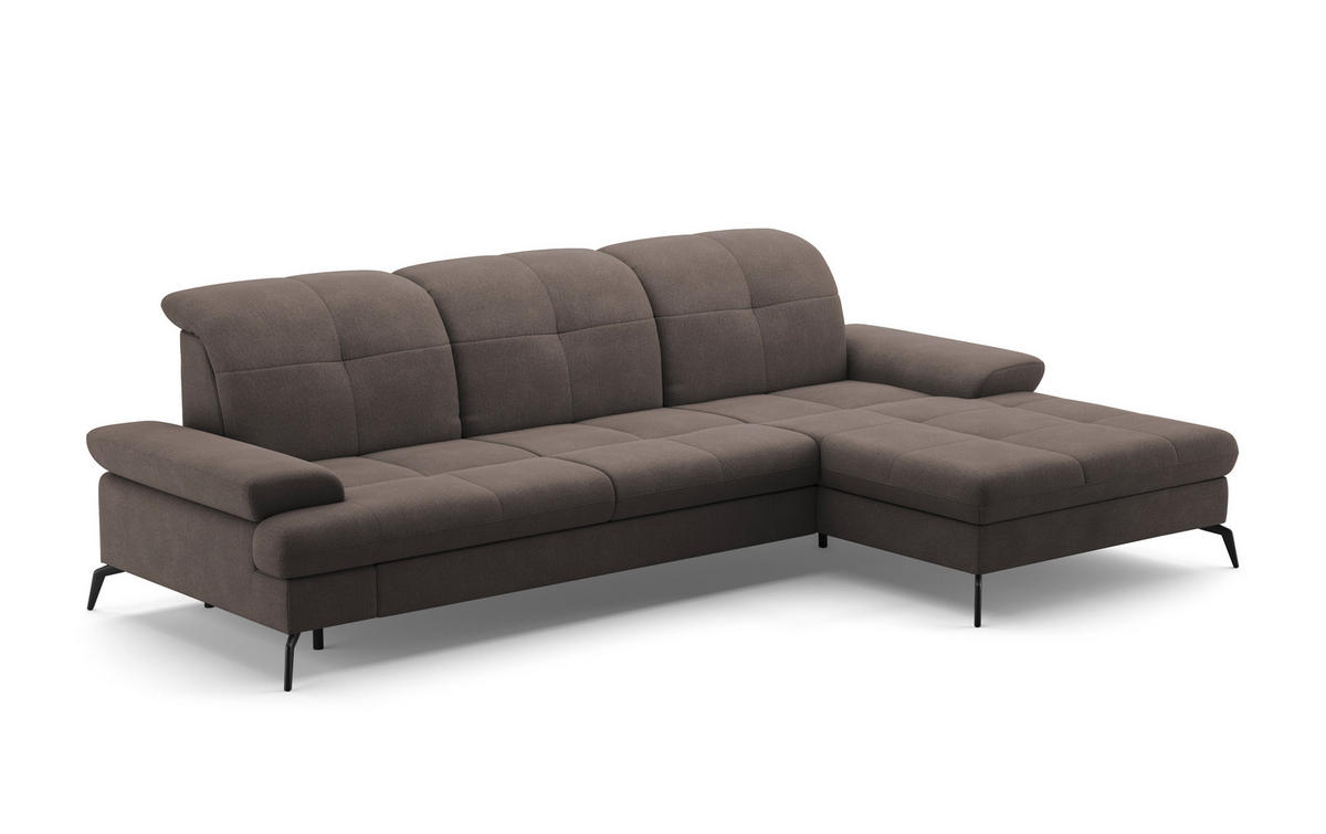 ECKSOFA in Flachgewebe Graphitfarben  - Schwarz/Graphitfarben, Konventionell, Textil/Metall (279/185cm) - Sit & More