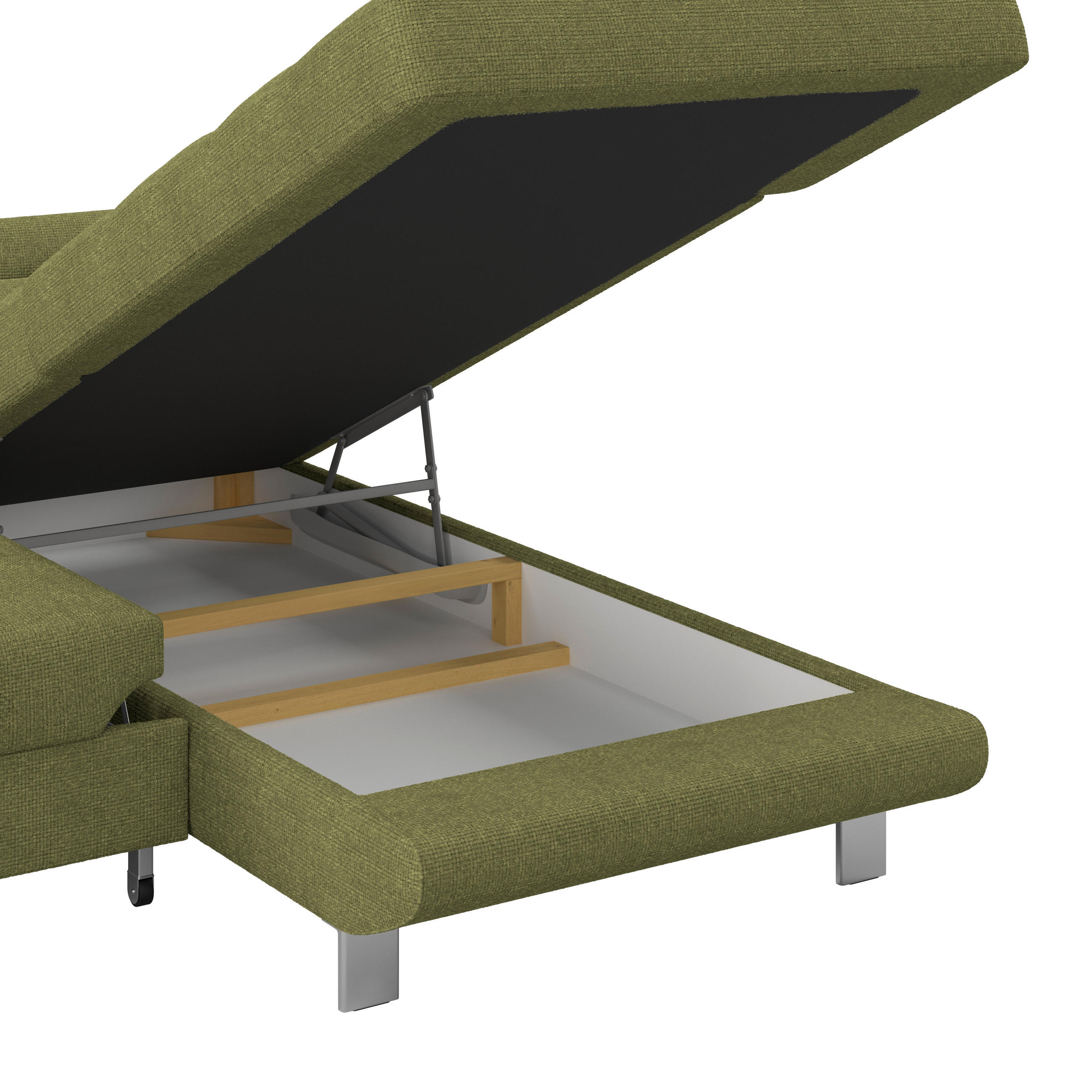 Thumbnail - Mid.you Ecksofa, Khaki, Textil, 5-Sitzer, Ottomane rechts, L-Form, 270x230 cm, Made in EU, Stoffauswahl, Hocker erhältli...