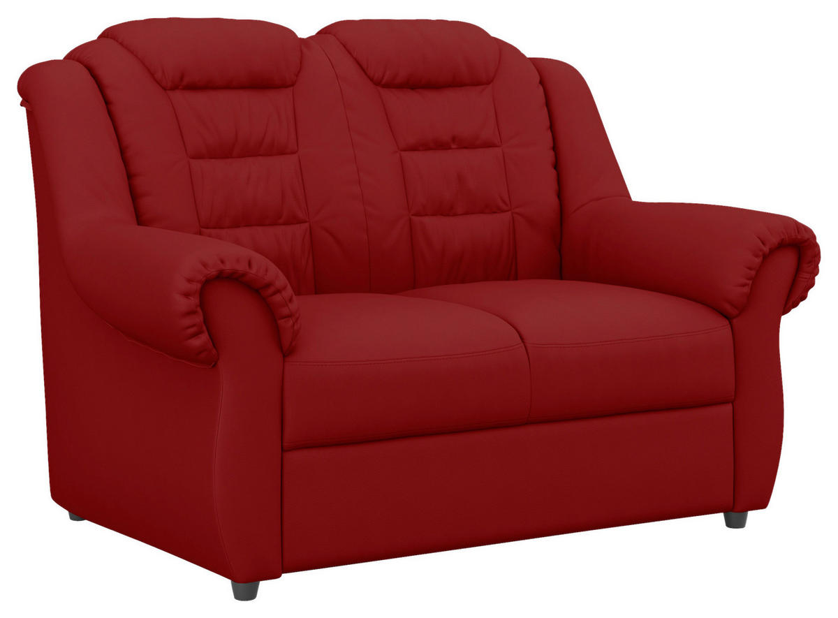 2-SITZER-SOFA in Lederlook Rot  - Rot/Schwarz, Konventionell, Kunststoff/Textil (145/102/101cm) - Livetastic