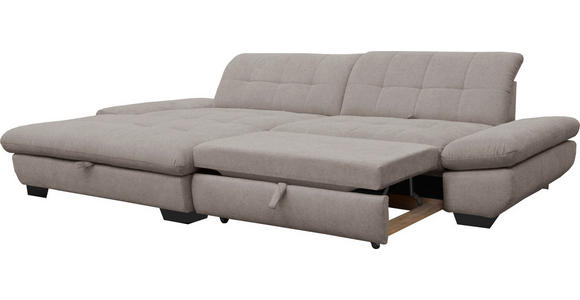 ECKSOFA in Mikrofaser Hellgrau  - Hellgrau/Schwarz, Design, Textil/Metall (198/290cm) - Xora