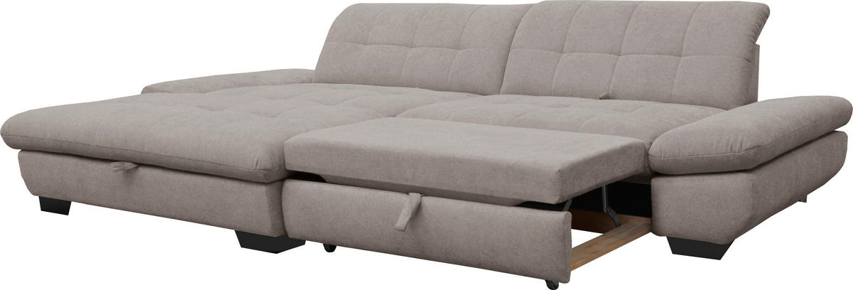 ECKSOFA in Mikrofaser Hellgrau  - Hellgrau/Schwarz, Design, Textil/Metall (198/290cm) - Xora