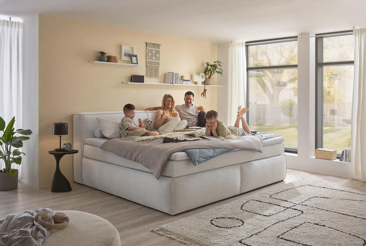FAMILIENBOXSPRINGBETT - Silberfarben/Schwarz, LIFESTYLE, Kunststoff/Textil (240/200cm) - Esposa