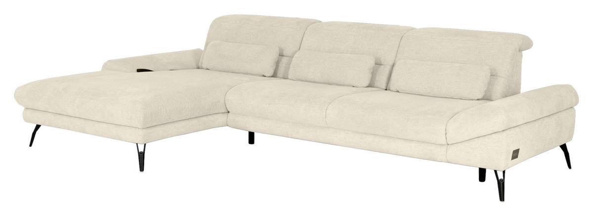 ECKSOFA JOOP Naturfarben Chenille  - Schwarz/Naturfarben, KONVENTIONELL, Textil/Metall (188/319cm) - Joop!