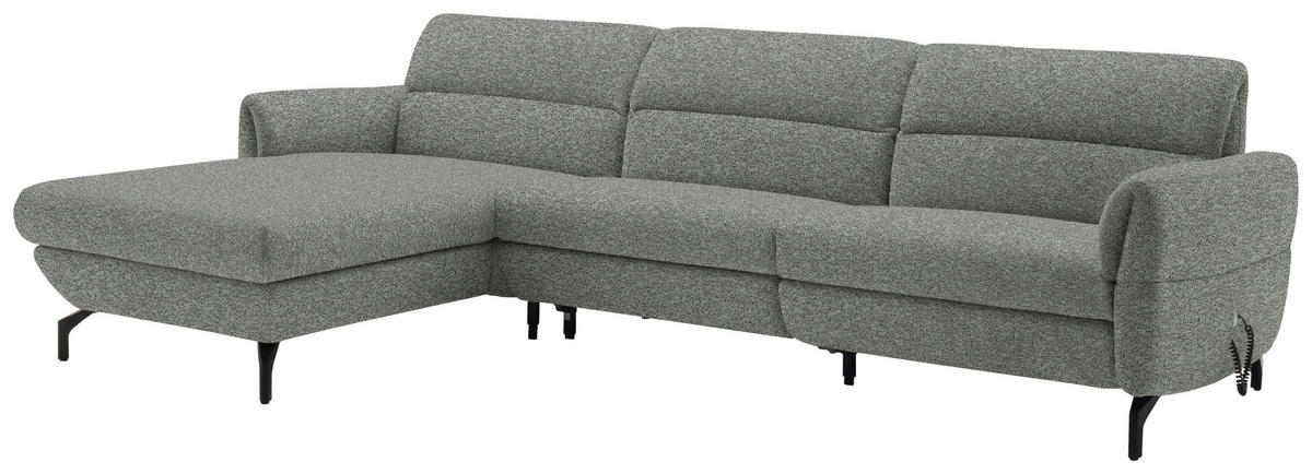 ECKSOFA in Chenille Graublau  187/299 cm  - Graublau/Schwarz, Design, Textil/Metall (187/299cm) - Schöner Wohnen