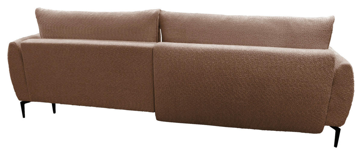 ECKSOFA in Bouclé Braun  - Creme/Schwarz, Design, Textil/Metall (273/204cm) - MID.YOU