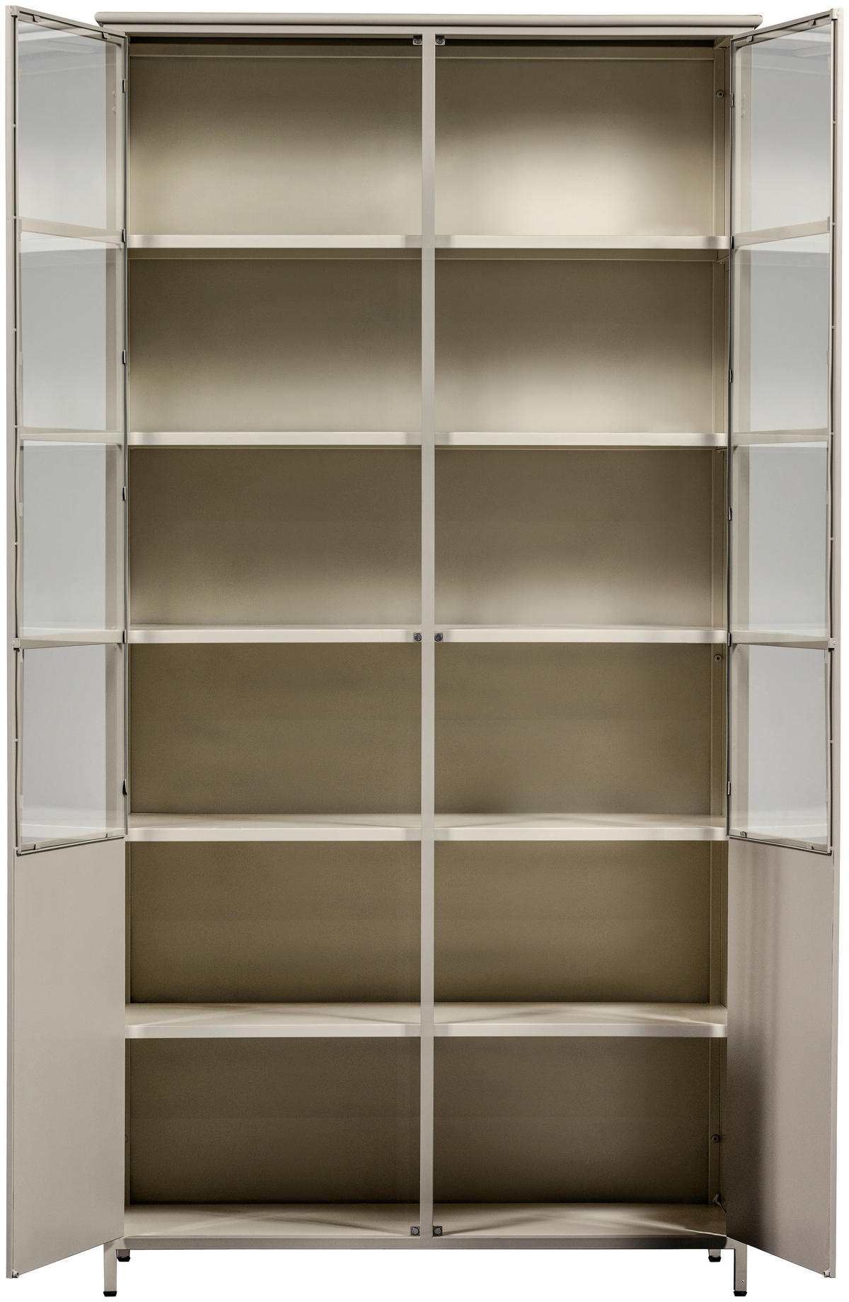 VITRINE Exhibit in Sandfarben  - Sandfarben, Design, Glas/Metall (96/200/40cm) - Livetastic