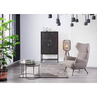 BARSCHRANK Mangoholz massiv Schwarz  - Schwarz, Design, Holz/Metall (90/160/45cm) - Landscape
