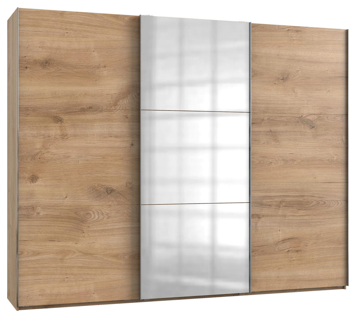 SCHWEBETÜRENSCHRANK in Eichefarben  - Chromfarben/Eichefarben, Modern, Holzwerkstoff/Metall (300/236/65cm) - MID.YOU
