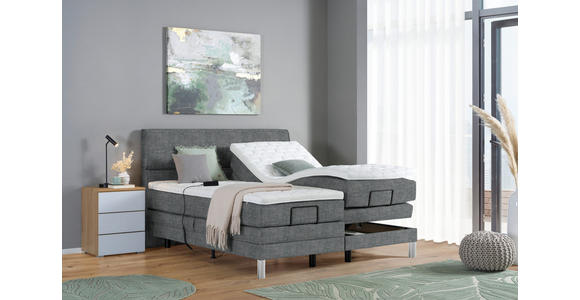 BOXSPRINGBETT 160/200 cm  in Dunkelgrau  - Chromfarben/Dunkelgrau, KONVENTIONELL, Kunststoff/Textil (160/200cm) - Voleo