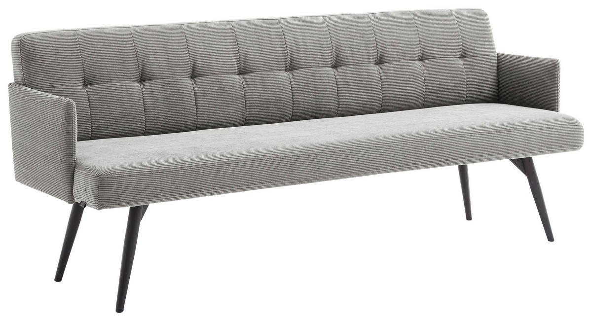 SITZBANK 206/85/69 cm Cord Grau Metall  - Schwarz/Grau, Design, Textil/Metall (206/85/69cm) - Johann Jakob