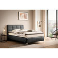 BOXSPRINGBETT 140/200 cm  in Schwarz  - Chromfarben/Schwarz, Basics, Leder/Holz (140/200cm) - Novel