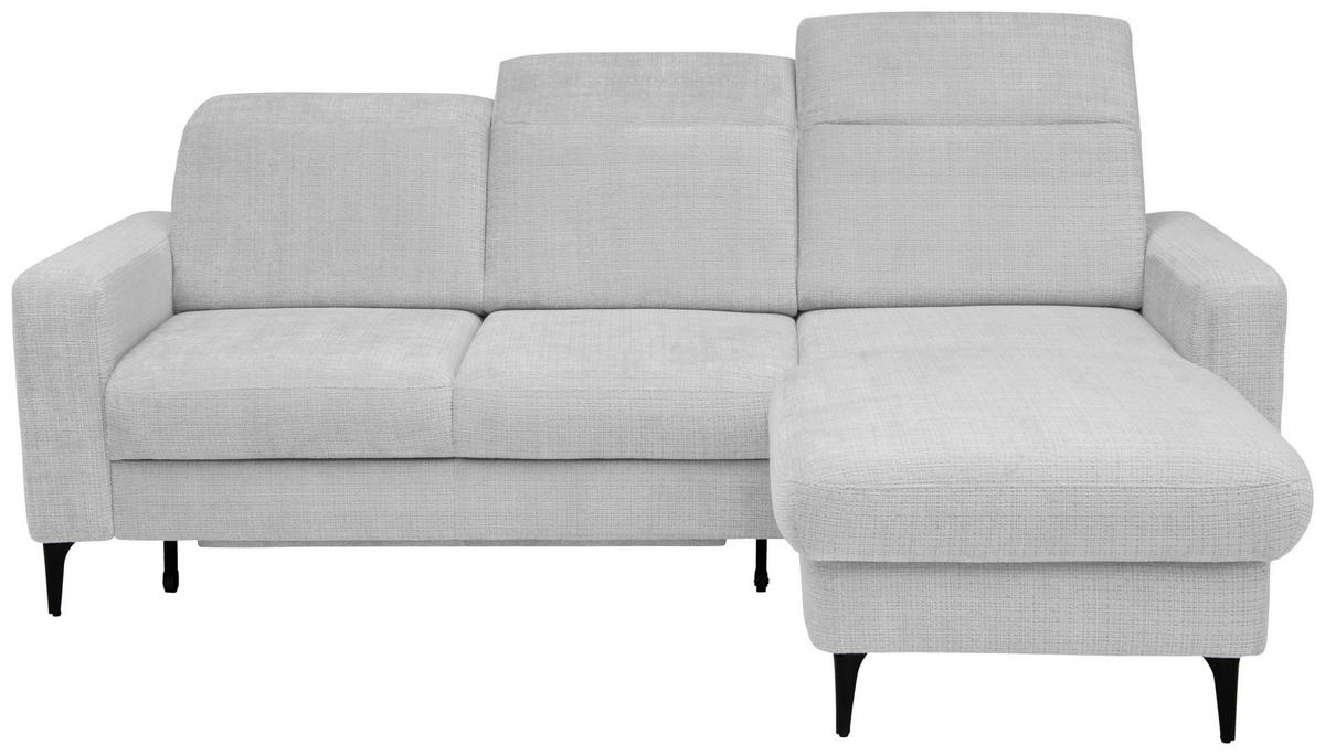 ECKSOFA FABIO Hellgrau Chenille Bettkasten, Kopfteilverstellung  - Hellgrau/Schwarz, Design, Textil/Metall (174/223cm) - Livetastic