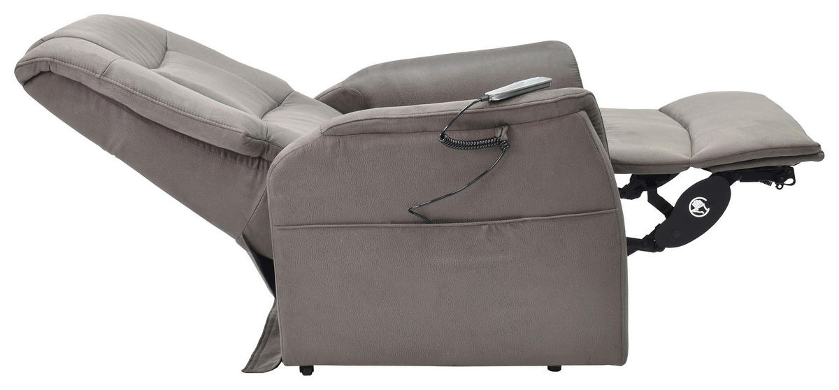FERNSEHSESSEL  mit Webstoff Dunkelbraun Relaxfunktion, Aufstehhilfe, ausziehbare Fußstütze  - Dunkelbraun, KONVENTIONELL, Textil/Metall (82/111/78/89/175cm) - Cantus
