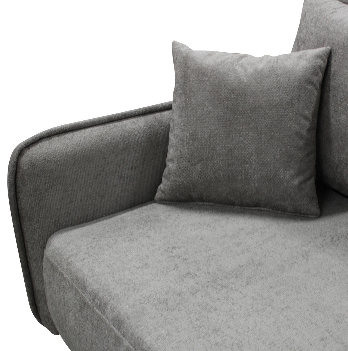 ECKSOFA MURANO Grau Chenille Zierkissen, Rückenkissen, Bettkasten  - Schwarz/Grau, Design, Holz/Textil (242/167cm) - MID.YOU
