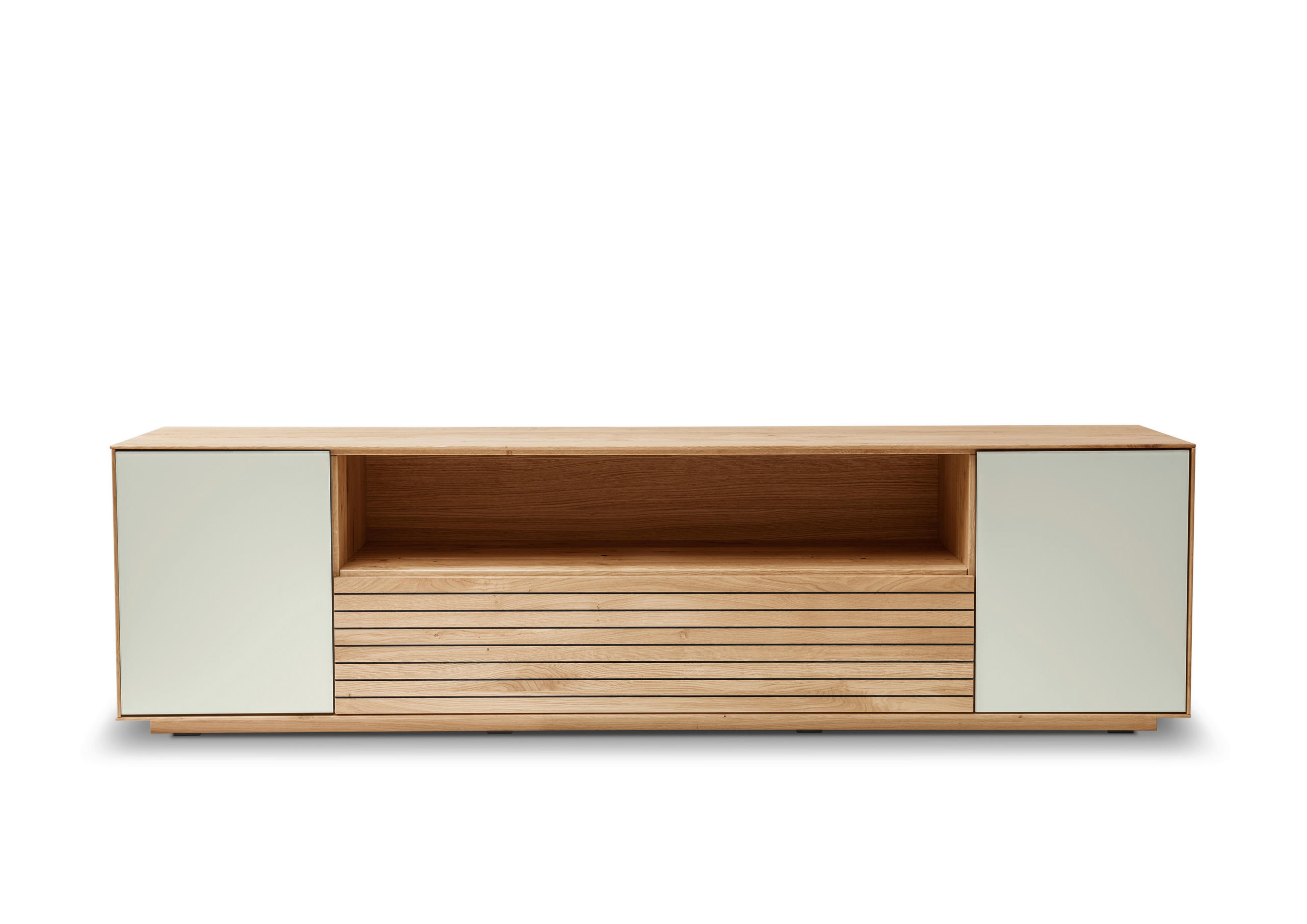 LOWBOARD  178/55/45 cm 1 Schublade(n) Beimöbel erhältlich, stehend  - Kaschmir/Eichefarben, KONVENTIONELL, Glas/Holz (178/55/45cm) - Linea Natura