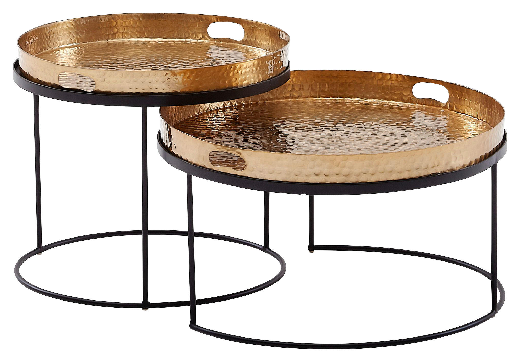 COUCHTISCHSET rund Schwarz, Goldfarben  - Goldfarben/Schwarz, MODERN, Metall (46/46/41cm) - MID.YOU