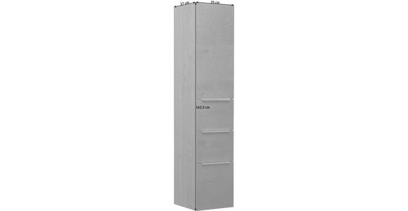 HOCHSCHRANK 35/162,5/37 cm - Eichefarben/Alufarben, KONVENTIONELL, Glas/Holzwerkstoff (35/162,5/37cm) - Novel