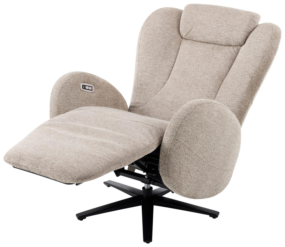 RELAXSESSEL Metall, Textil Schwarz, Taupe  - Taupe/Schwarz, Konventionell, Textil/Metall (77/109/89cm) - Stylife