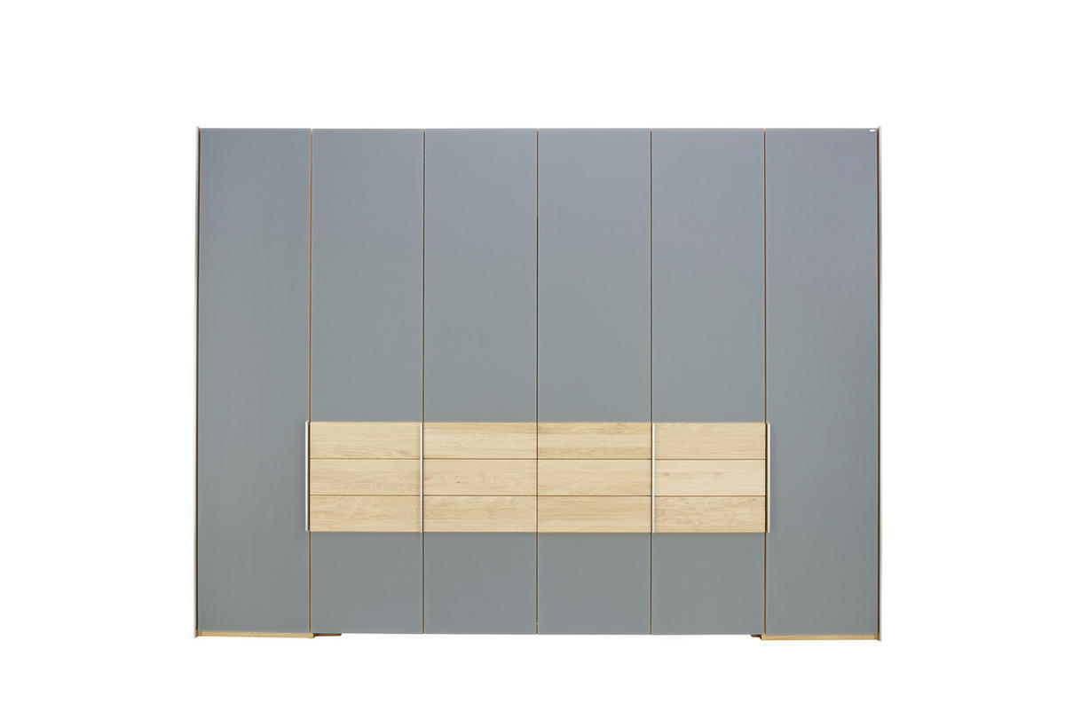 FALTTÜRENSCHRANK in Grau, Wildeiche  - Wildeiche/Silberfarben, Natur, Glas/Holz (302/226/63cm) - Voglauer