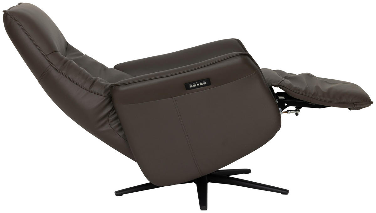 RELAXSESSEL Lederlook Echtleder    - Schwarz/Braun, Design, Leder/Holz (79/110/83cm) - Livetastic