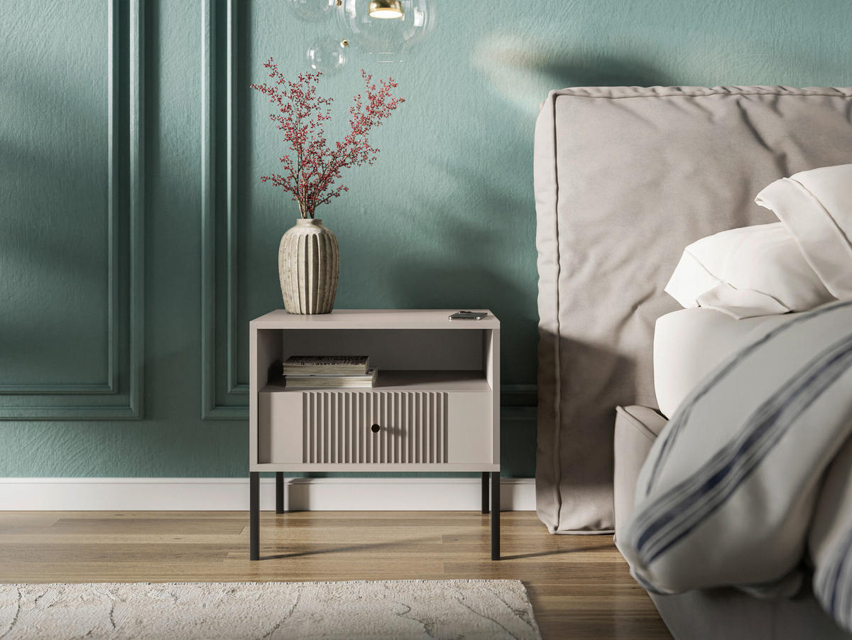 NACHTSCHRANK 54/39/50,5 cm  - Kaschmir/Schwarz, Design, Holzwerkstoff/Metall (54/39/50,5cm) - Boxxx