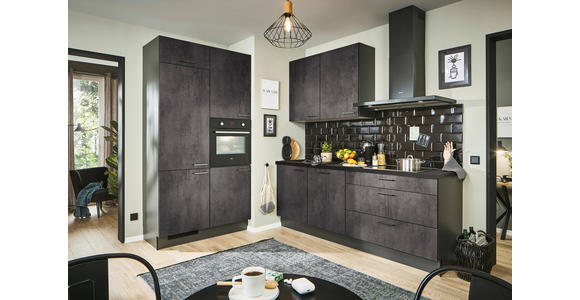 ECKKÜCHE 120/220 cm in Graphitfarben, Schwarz - Chromfarben/Schwarz, Design, Holzwerkstoff/Metall (120/220cm) - Xora