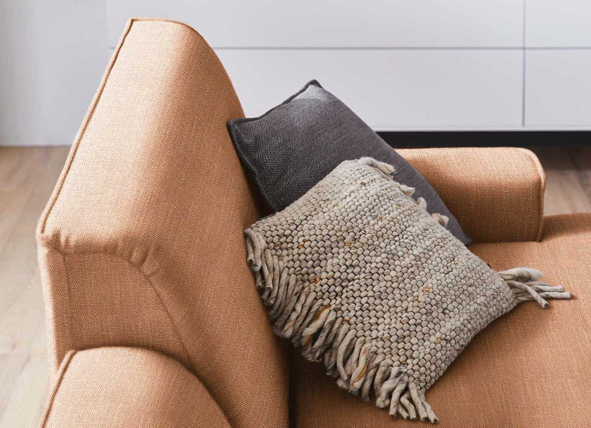 ECKSOFA in Flachgewebe Rostfarben  - Rostfarben/Schwarz, Design, Textil/Metall (285/190cm) - Johann Jakob