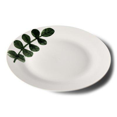 MATTALLRIK 26 cm  - vit/grön, Basics, keramik (26cm)