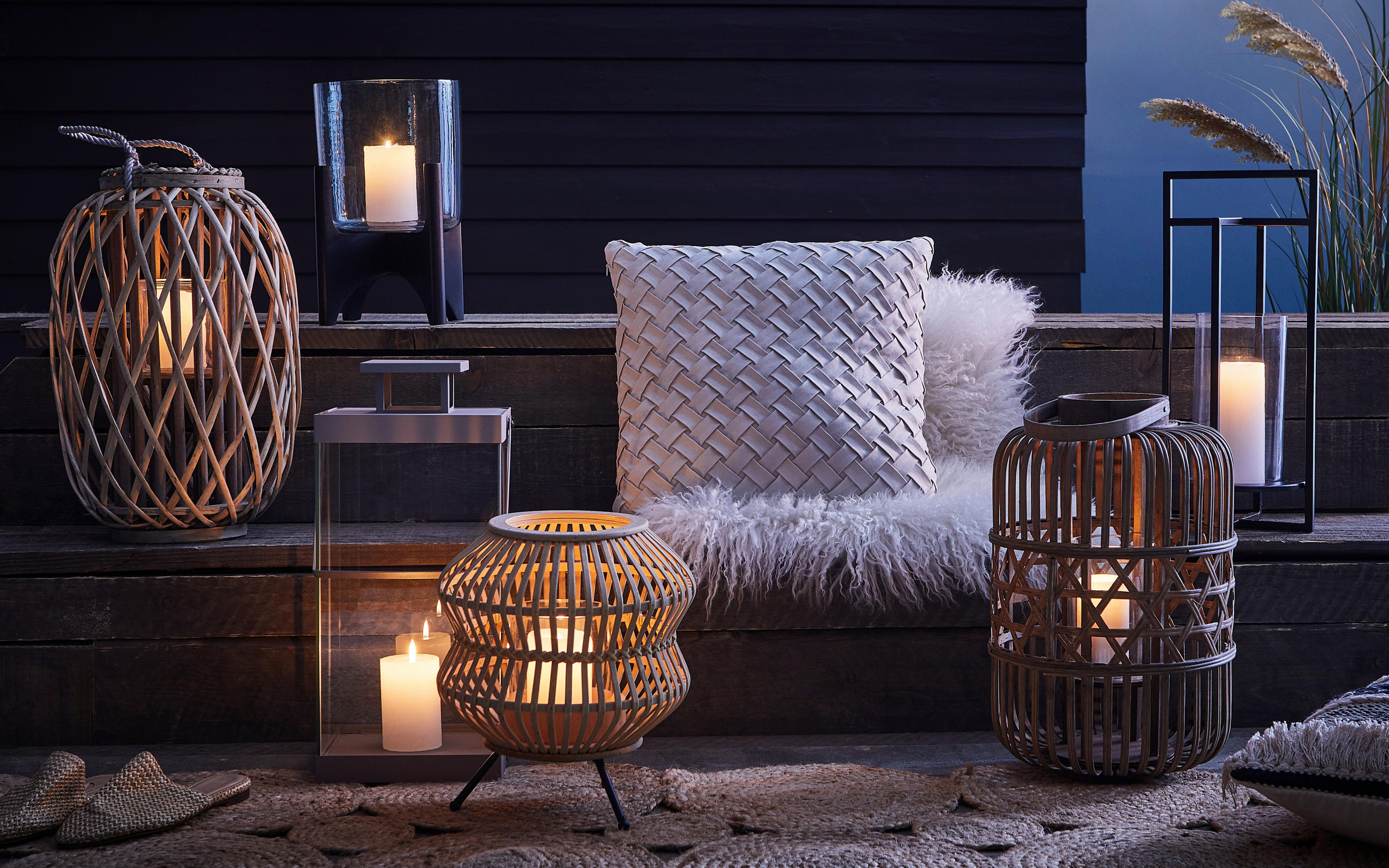 WINDLICHT - Naturfarben, Trend, Holz (27/27/30cm)