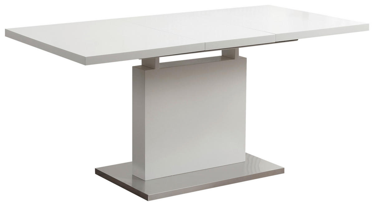 ÉTKEZŐASZTAL - nemesacélszínű/fehér, Design, faalapú anyag/fém (120-160/80/76cm) - Carryhome