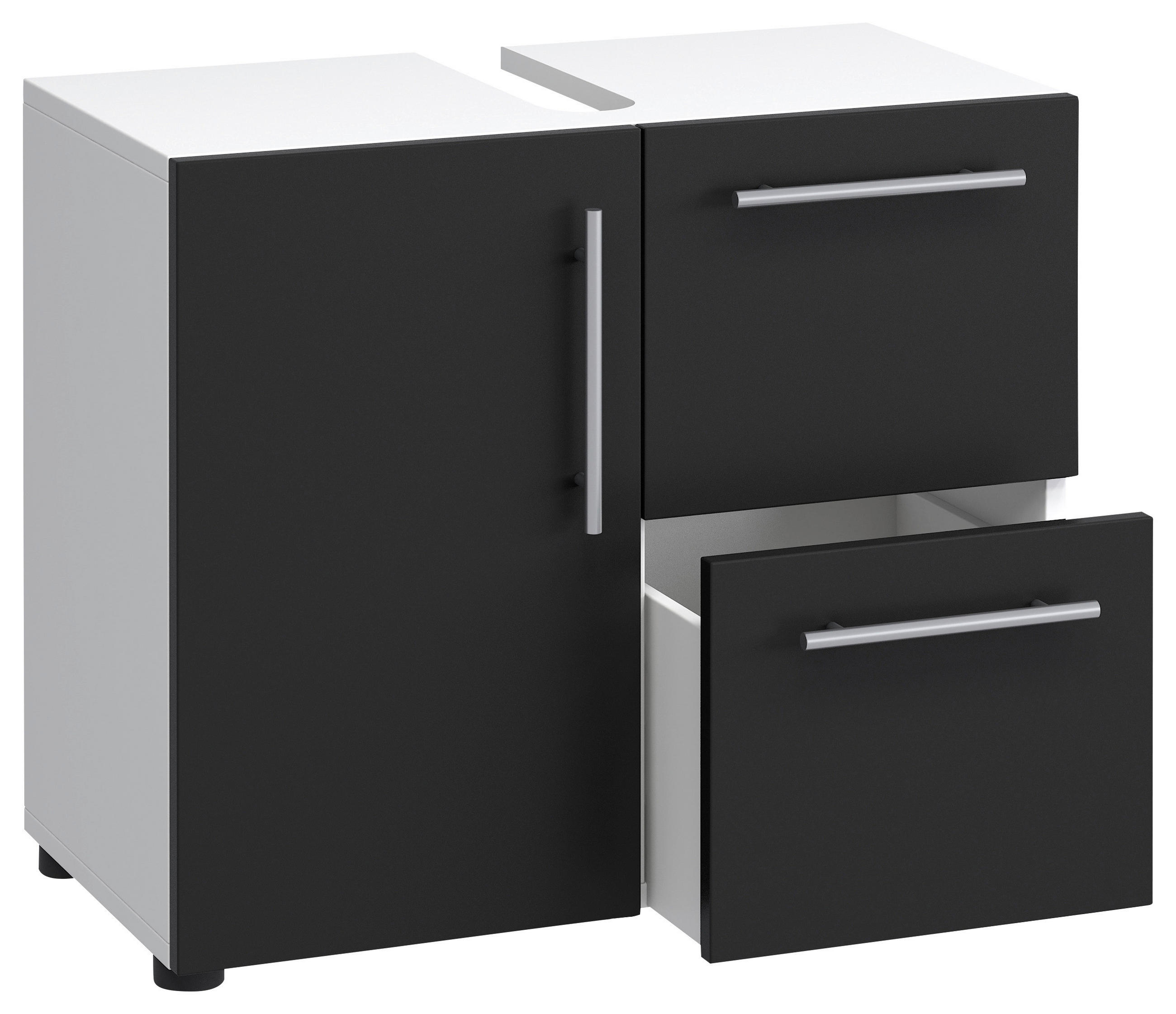 WASCHBECKENUNTERSCHRANK 61/51/32 cm  - Silberfarben/Schwarz, KONVENTIONELL, Holzwerkstoff/Kunststoff (61/51/32cm) - MID.YOU