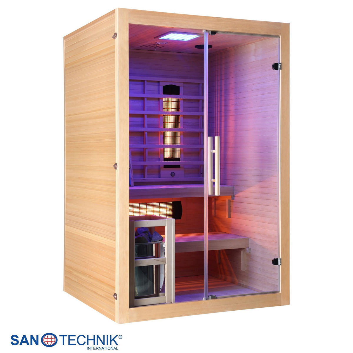 INFRAROTKABINE für 2 Personen  - Naturfarben, Basics, Glas/Holz (130/120/200cm) - Sanotechnik