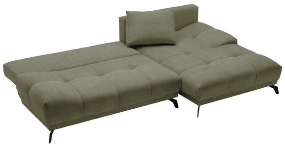 ECKSOFA in Chenille Olivgrün  - Schwarz/Olivgrün, MODERN, Textil/Metall (290/182cm) - Hom`in