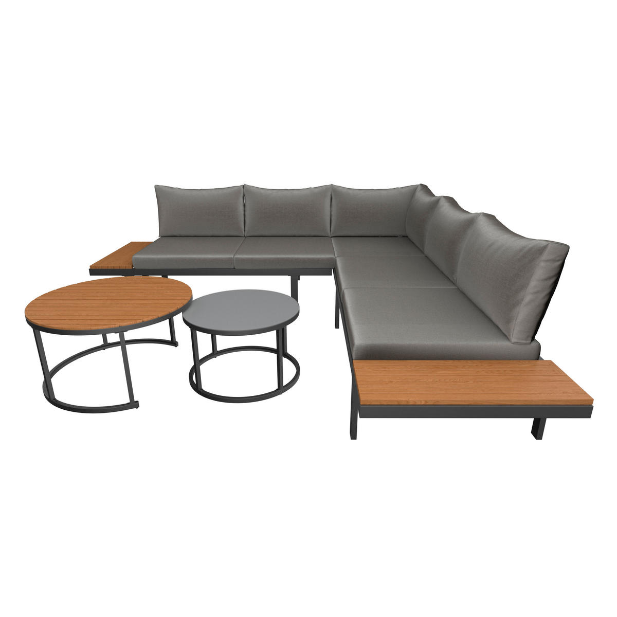 LOUNGEGARNITUR Akazie massiv Stahl  - Grau, Design, Glas/Holz - Ambia Garden