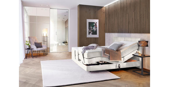 BOXSPRINGBETT 160/200 cm  in Creme  - Creme/Schwarz, Design, Kunststoff/Textil (160/200cm) - Hom`in