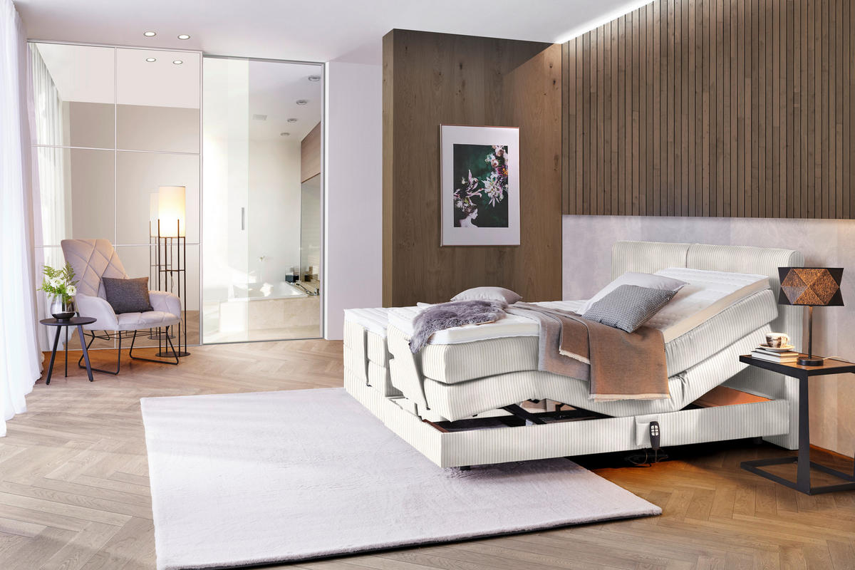 BOXSPRINGBETT 160/200 cm  in Creme  - Creme/Schwarz, Design, Kunststoff/Textil (160/200cm) - Hom`in