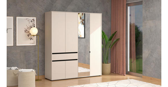 DREHTÜRENSCHRANK 6-türig Schwarz, Kaschmir  - Kaschmir/Schwarz, Basics, Glas/Holzwerkstoff (182,5/210.5/54cm) - Xora