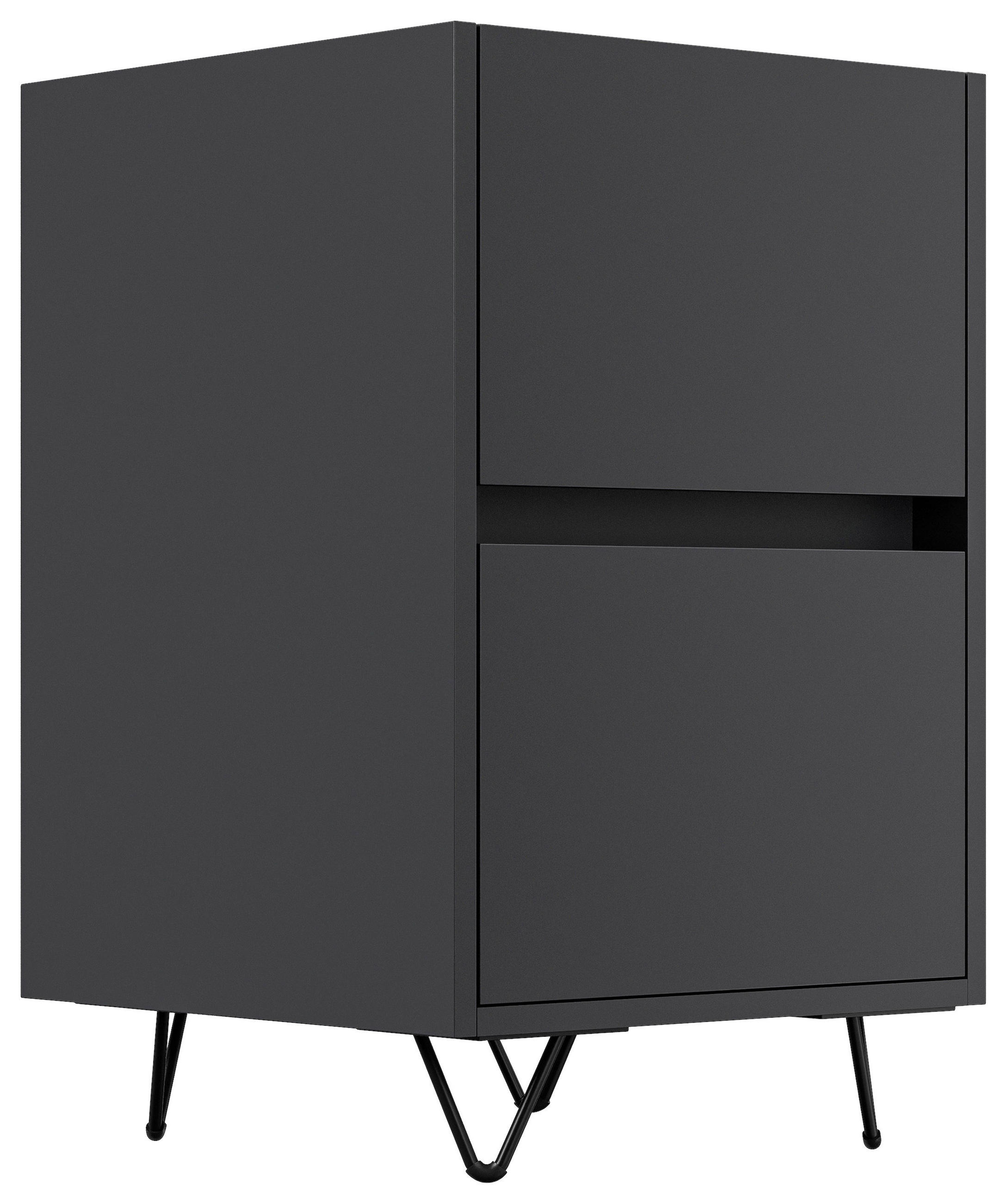 NACHTTISCH 41,2/65/42 cm  - Graphitfarben/Schwarz, Basics, Holzwerkstoff/Metall (41,2/65/42cm) - MID.YOU