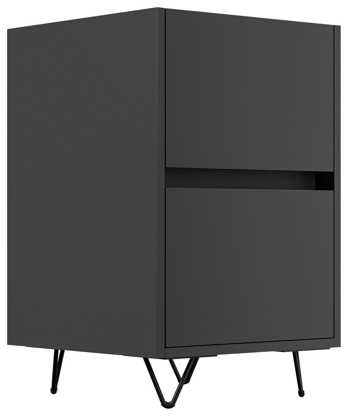 NACHTTISCH 41,2/65/42 cm  - Graphitfarben/Schwarz, Basics, Holzwerkstoff/Metall (41,2/65/42cm) - MID.YOU