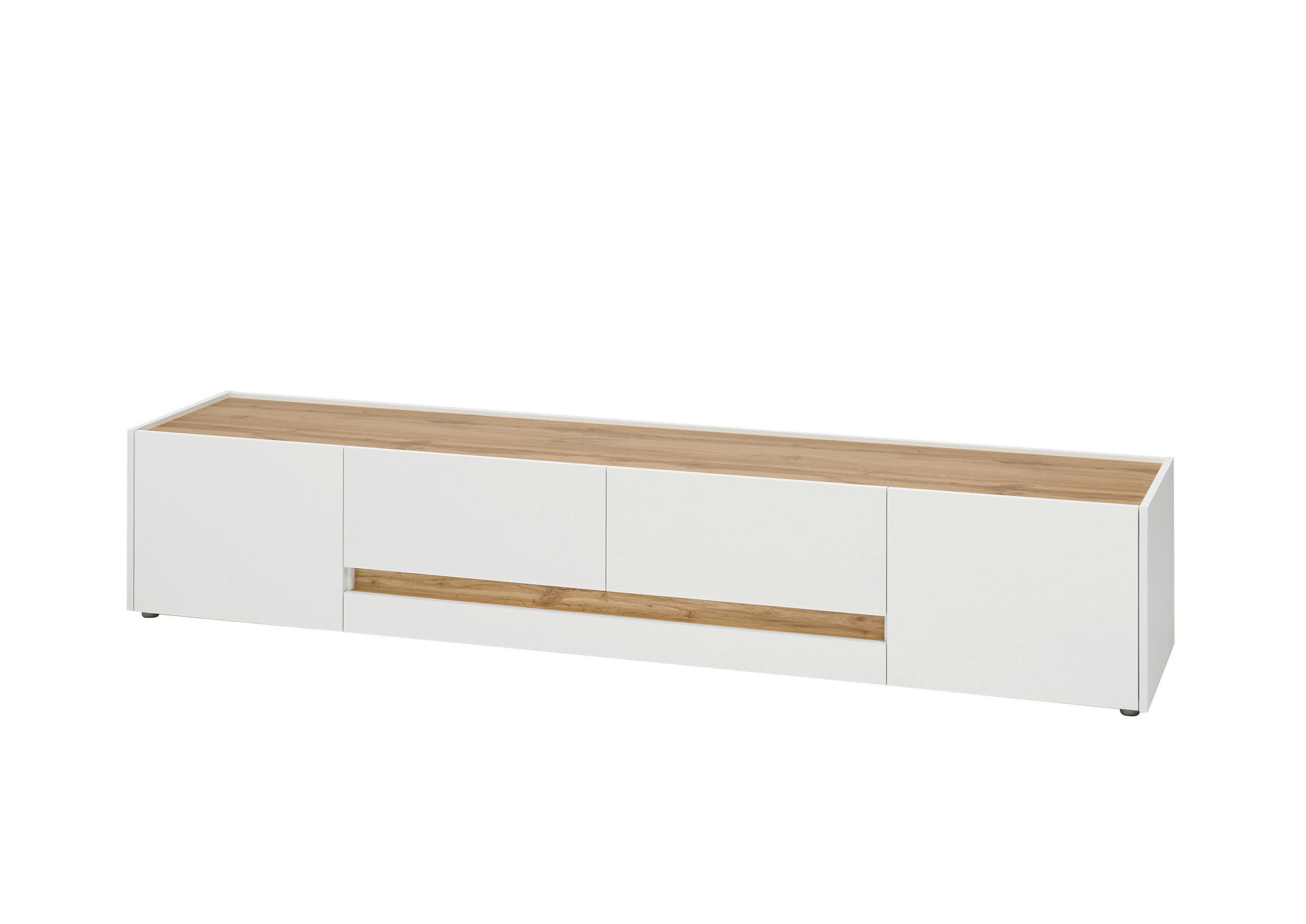 LOWBOARD  223/42/45 cm 2 Schublade(n) Beimöbel erhältlich, stehend  - Eiche Wotan/Schwarz, Design, Holzwerkstoff/Kunststoff (223/42/45cm) - Modante